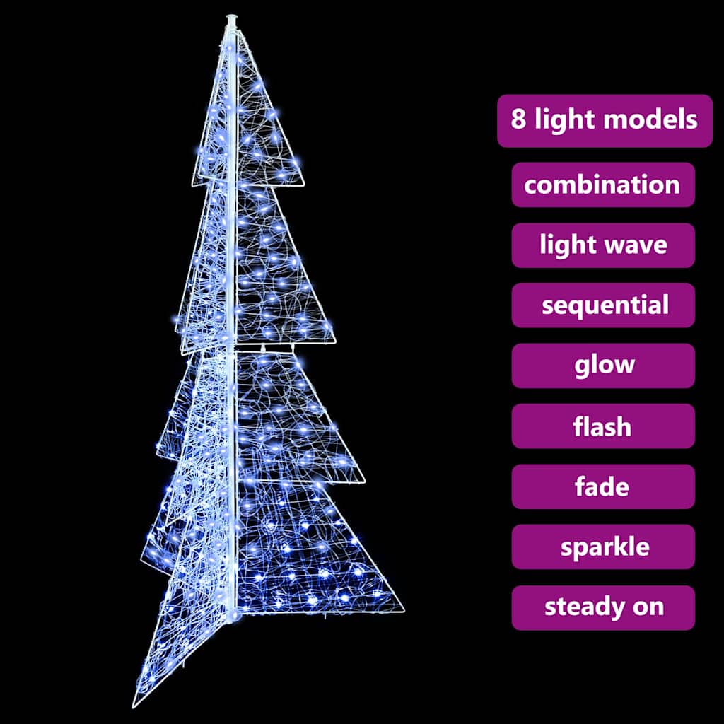Albero di Natale 240 LED Bianco Freddo 180 cm Acrilico