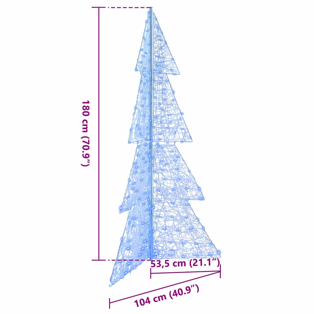 Albero di Natale 240 LED Blu 180 cm Acrilico