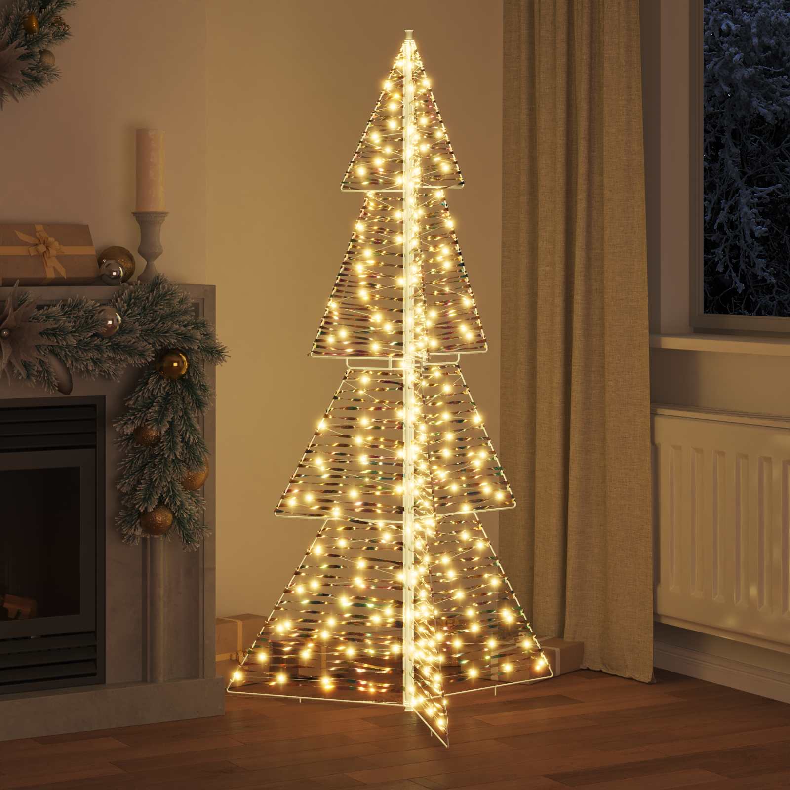 Albero di Natale 240 LED Bianco caldo 180 cm PET