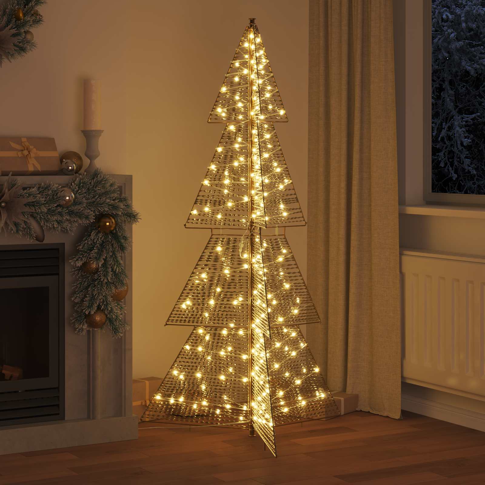 Albero di Natale 240 LED Bianco caldo 180 cm PET