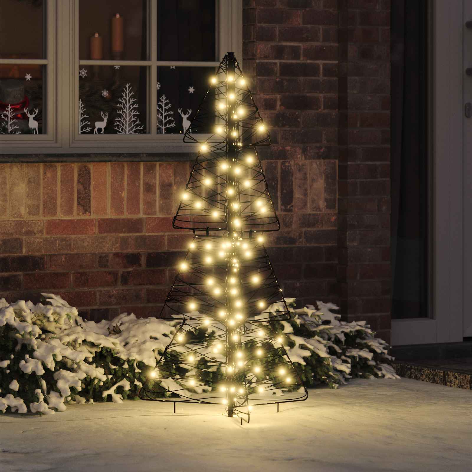 Albero di Natale 100 LED Bianco caldo 120 cm Rattan