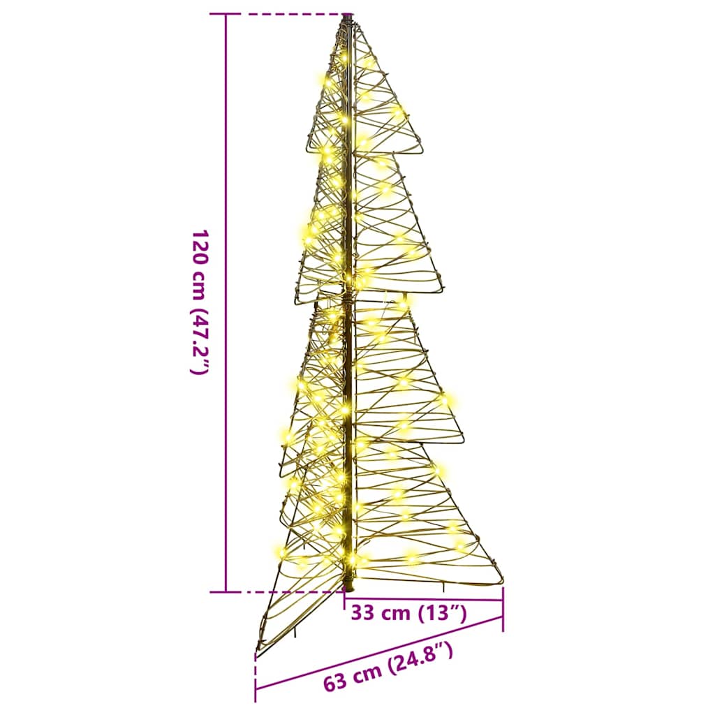 Albero di Natale 100 LED Bianco caldo 120 cm Rattan