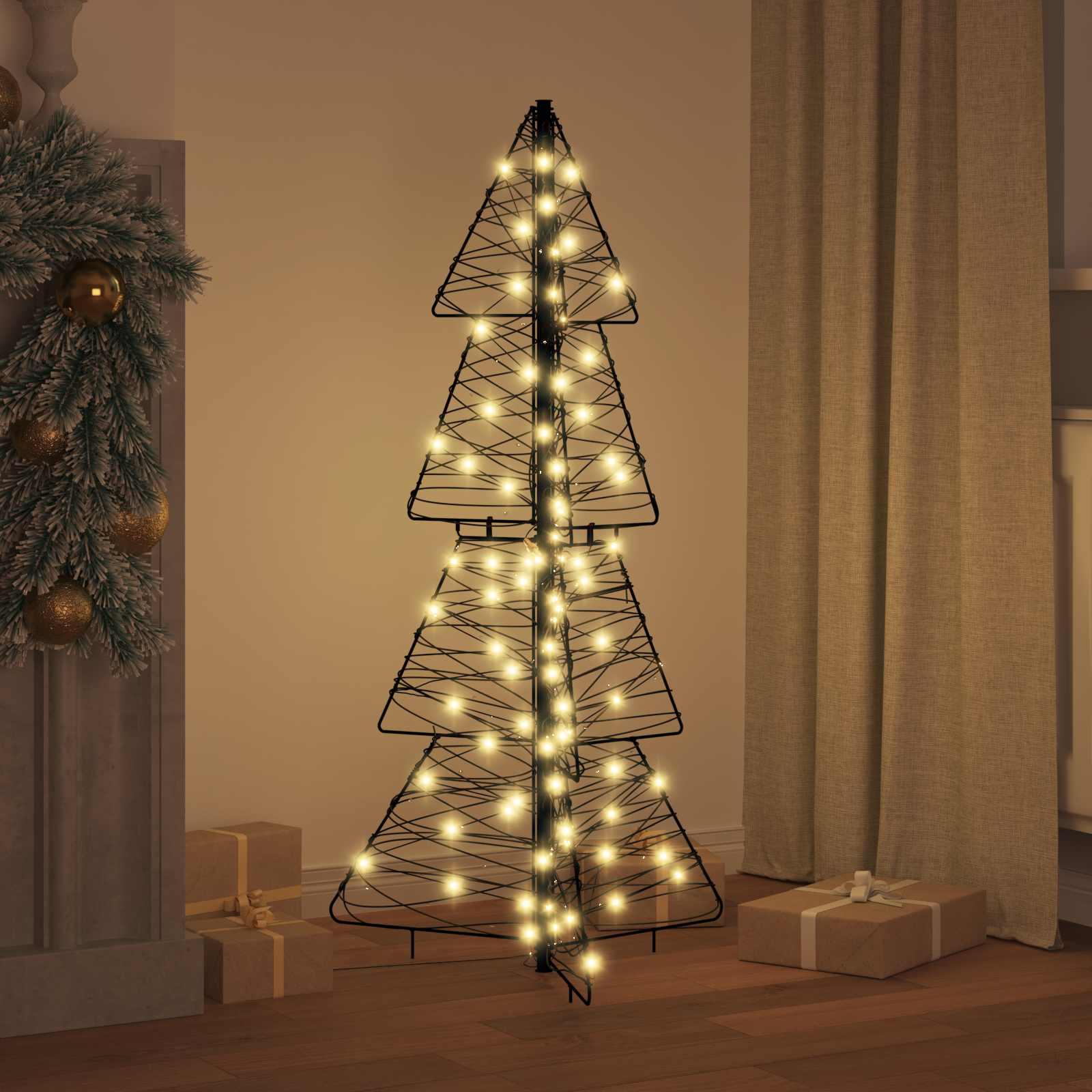 Albero di Natale 100 LED Bianco caldo 120 cm Rattan