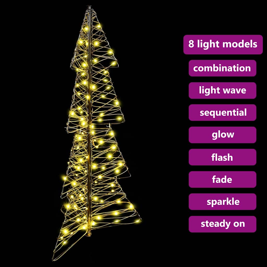 Albero di Natale 100 LED Bianco caldo 120 cm Rattan