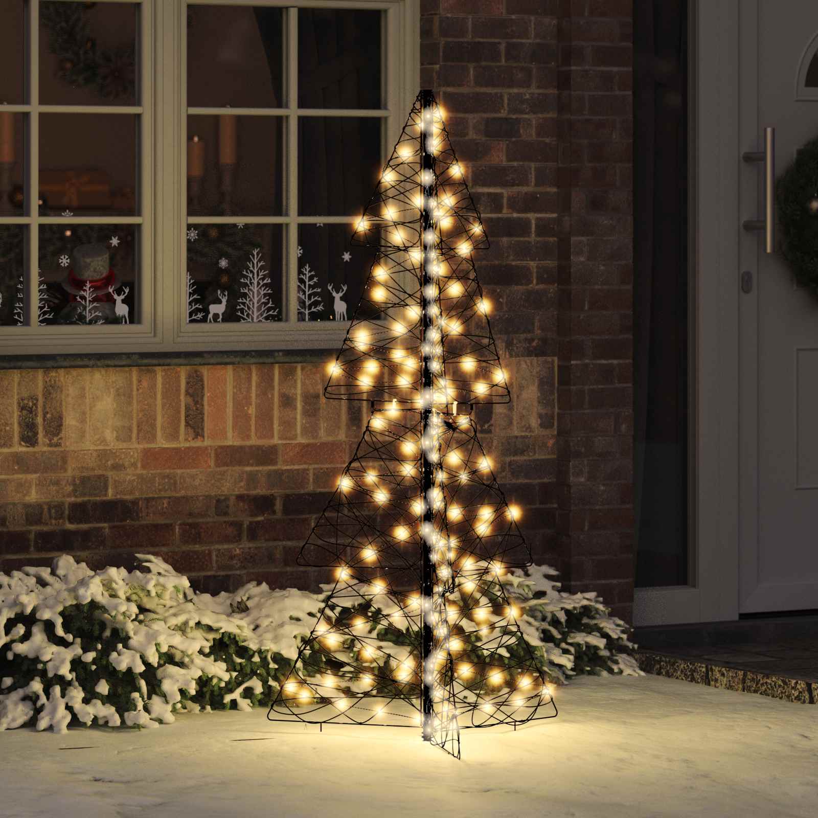 Albero di Natale 160 LED Bianco caldo 150 cm Rattan