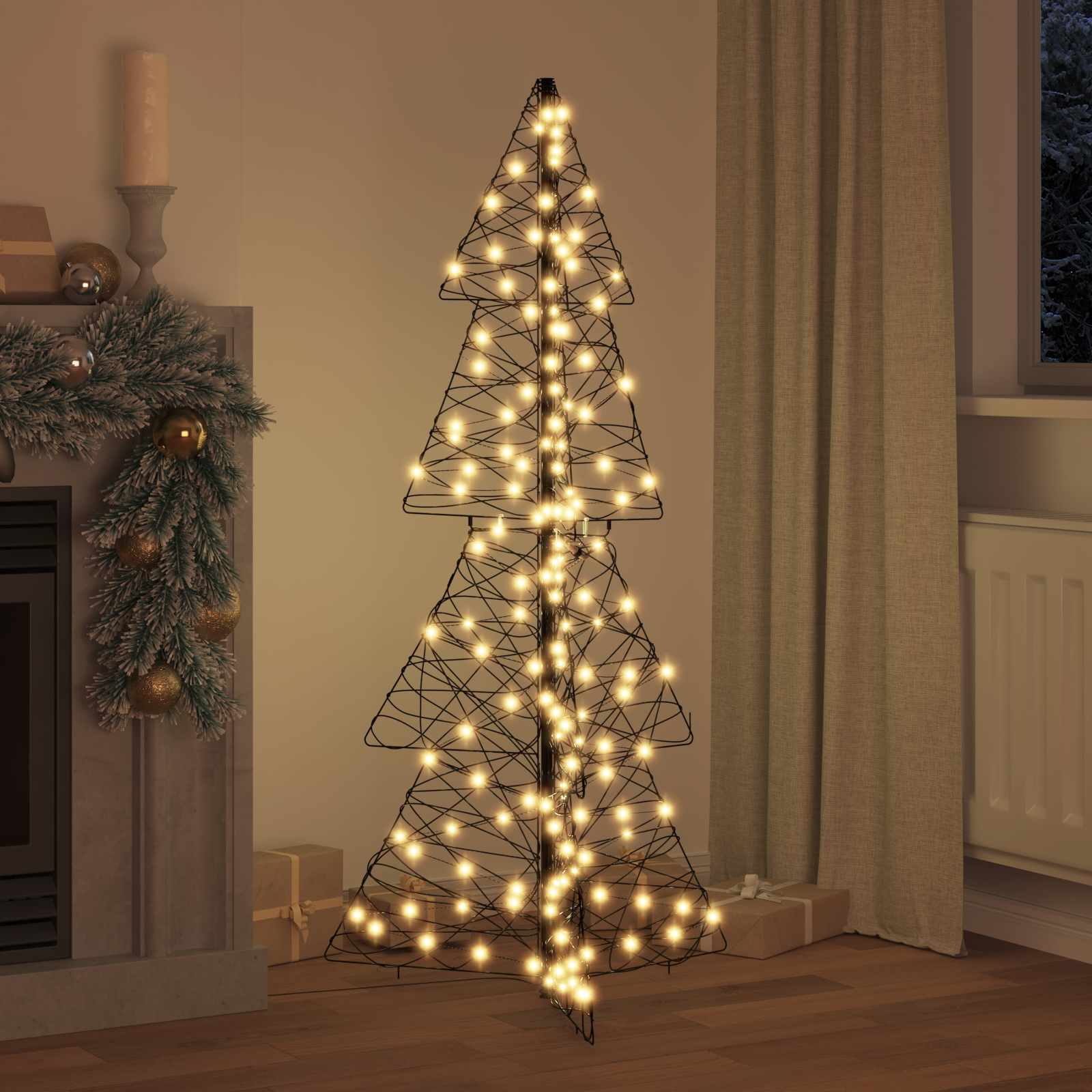 Albero di Natale 160 LED Bianco caldo 150 cm Rattan
