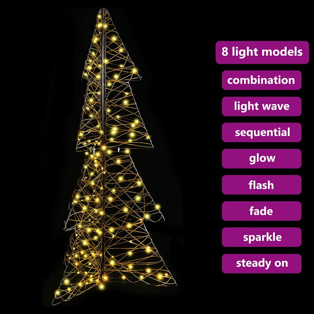 Albero di Natale 160 LED Bianco caldo 150 cm Rattan