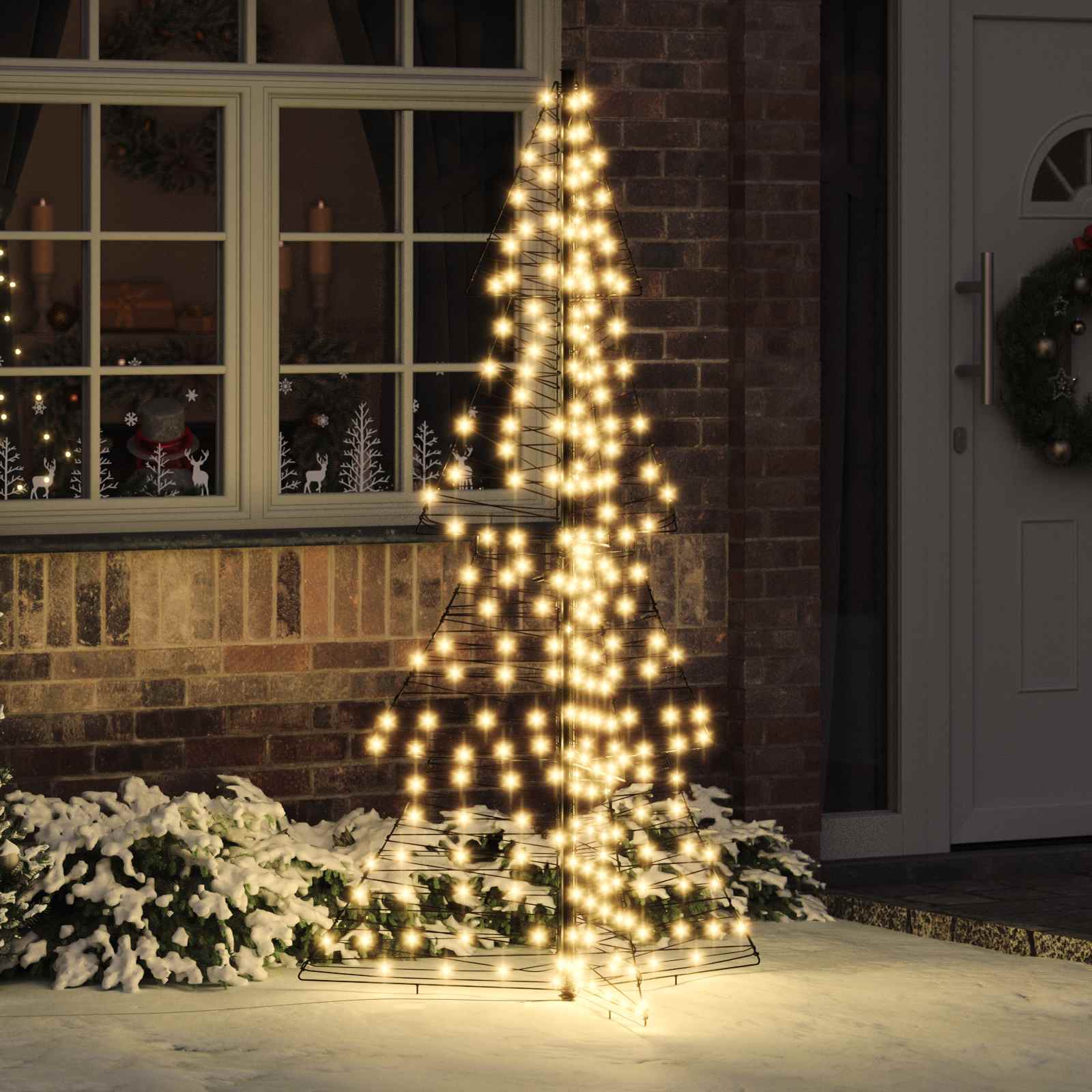 Albero di Natale 240 LED Bianco caldo 180 cm Rattan