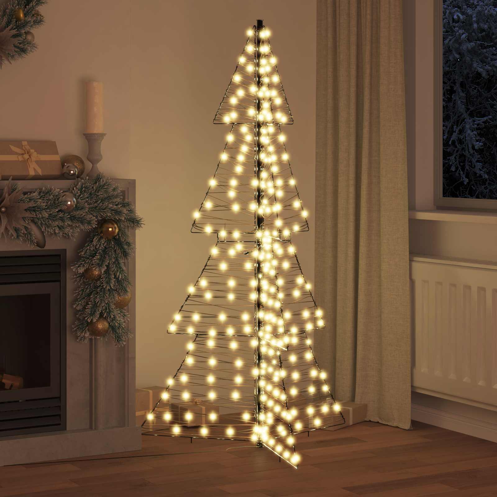Albero di Natale 240 LED Bianco caldo 180 cm Rattan