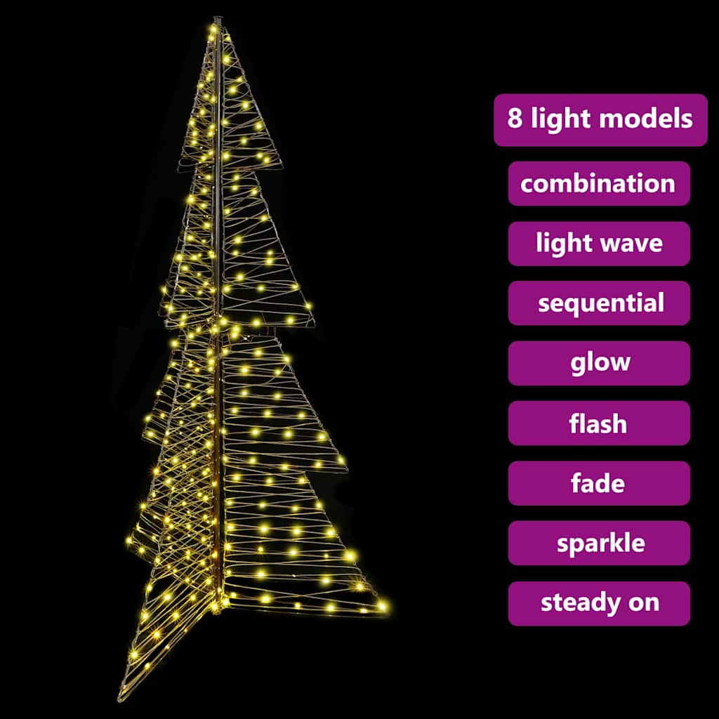 Albero di Natale 240 LED Bianco caldo 180 cm Rattan