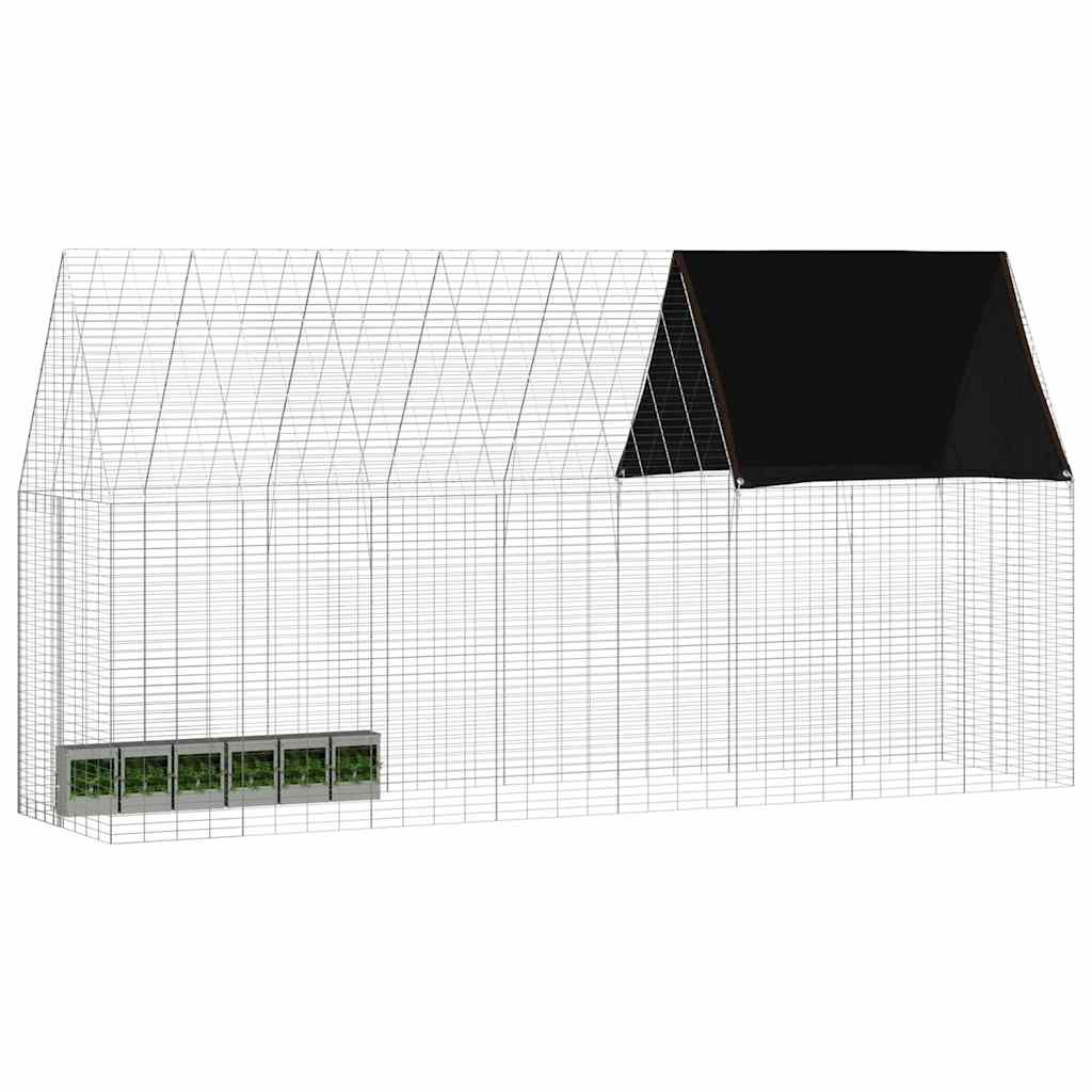 Gabbia per Conigli Argento 400 x 100 x 210 cm Acciaio zincato