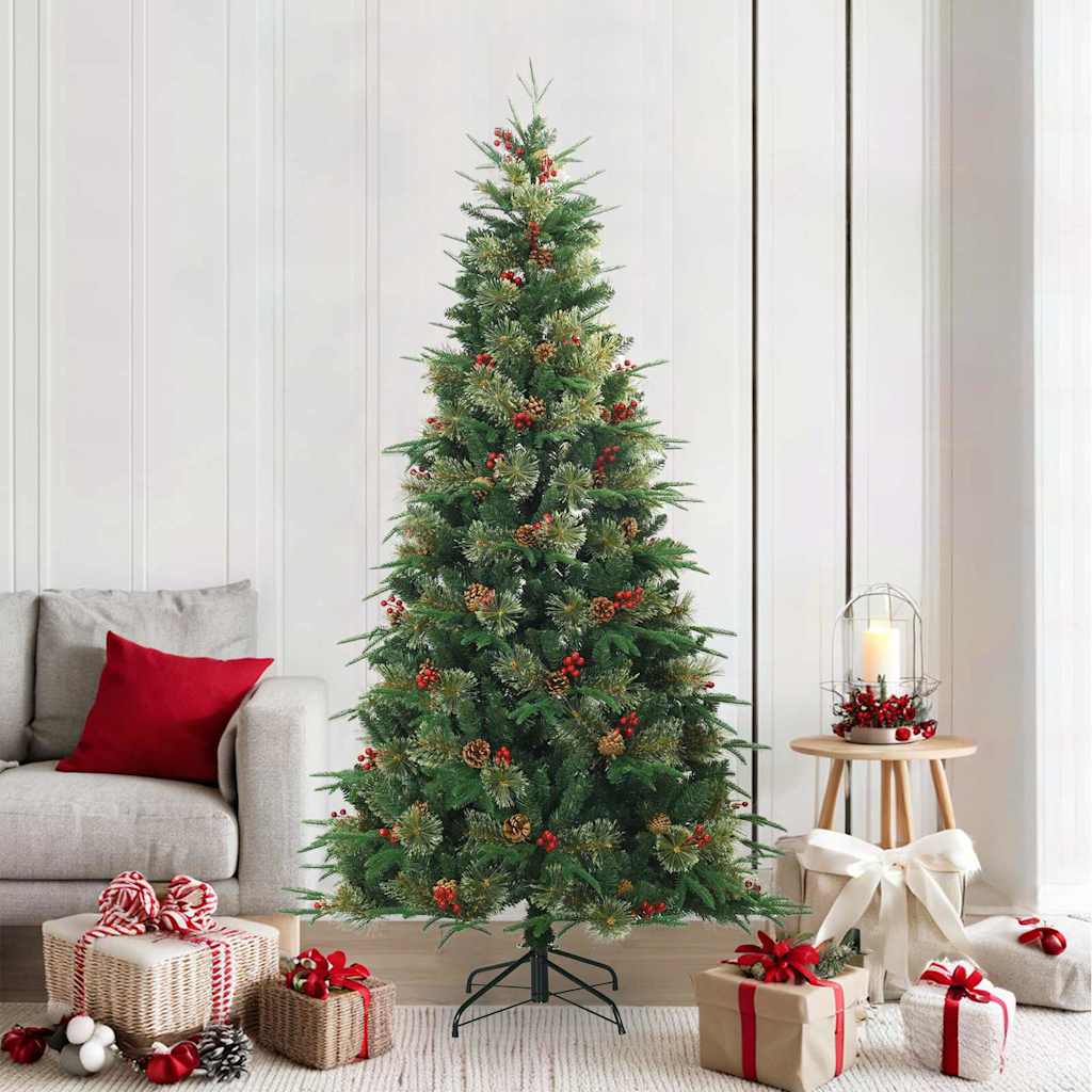 Albero di Natale Artificiale con Rami Pieghevoli Verde 210 cm