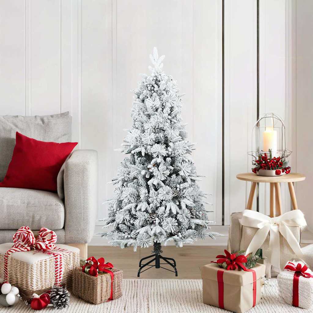 Albero di Natale Artificiale Snodato Foderato di Neve Bianco
