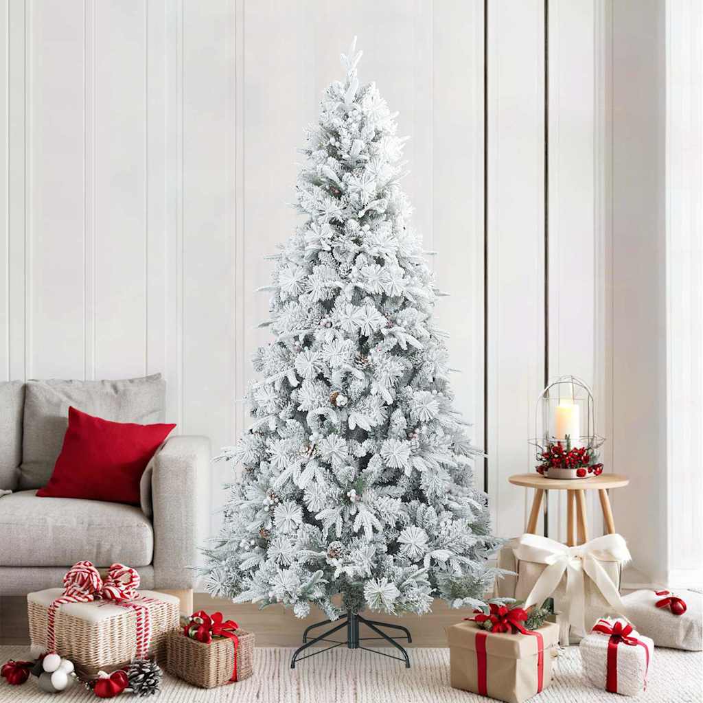 Albero di Natale Artificiale Snodato Foderato di Neve Bianco