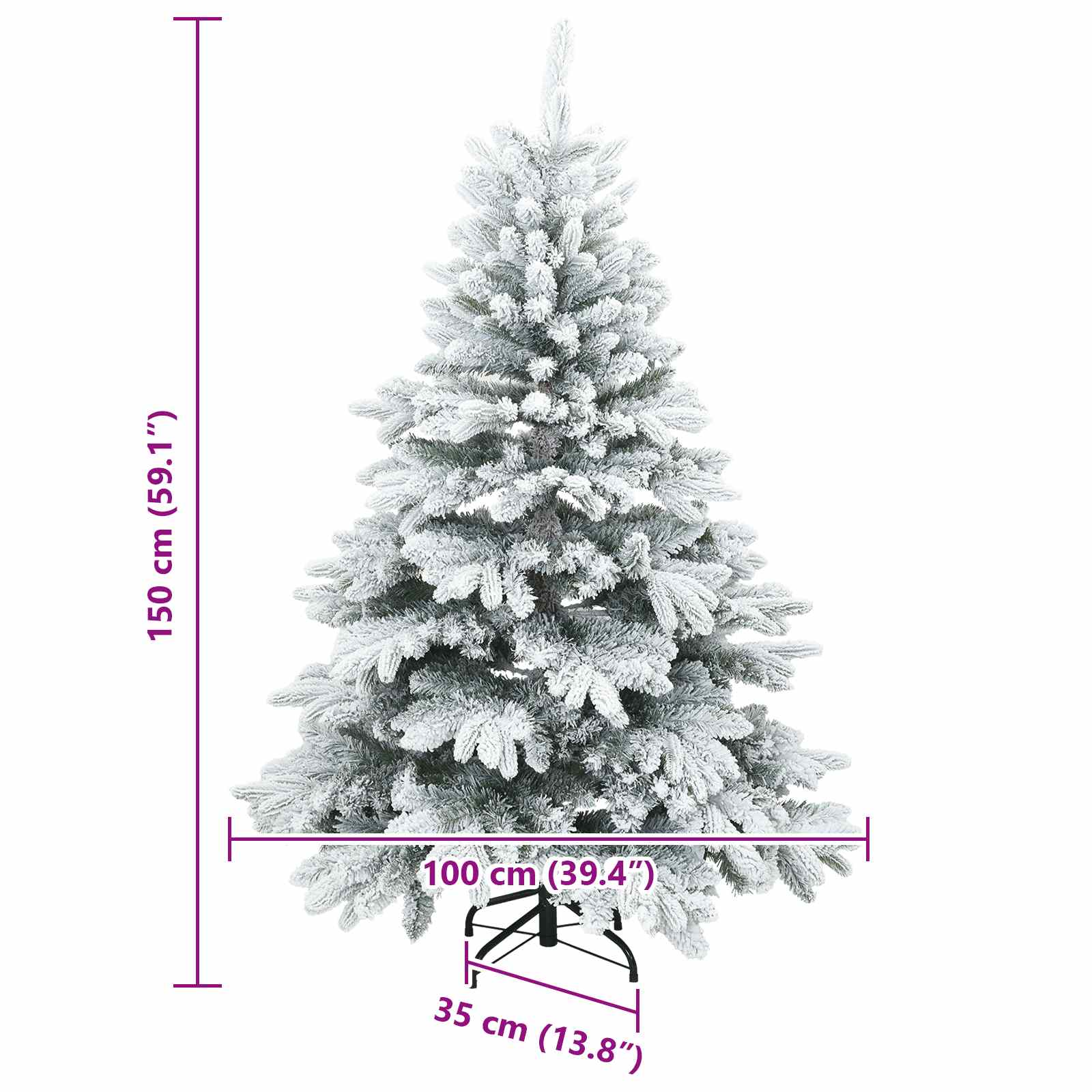 Albero di Natale Artificiale Snodato Foderato di Neve Bianco