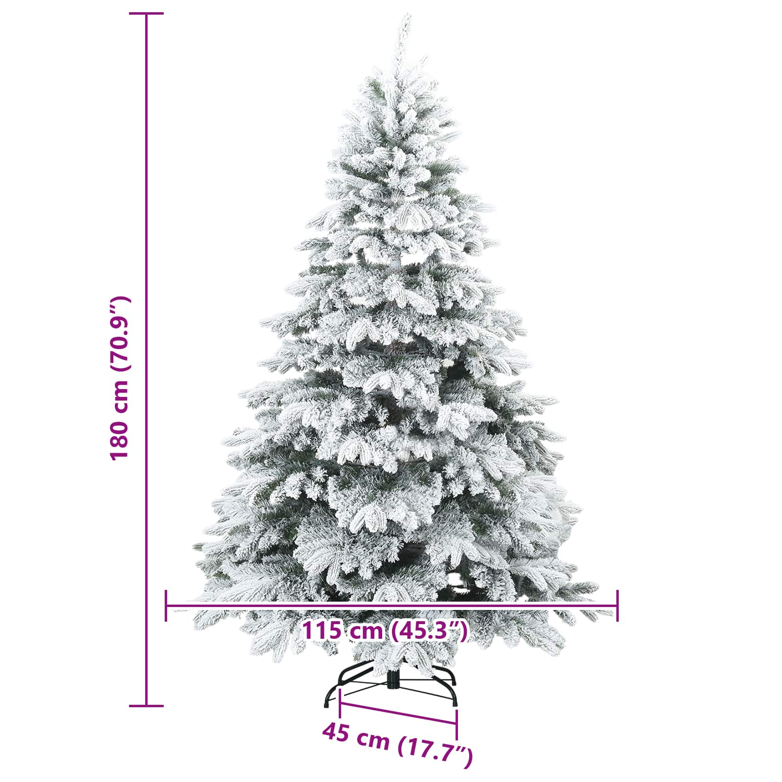 Albero di Natale Artificiale Snodato Foderato di Neve Bianco