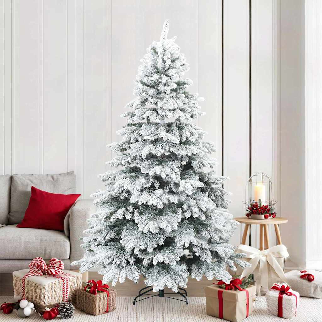 Albero di Natale Artificiale Snodato Foderato di Neve Bianco