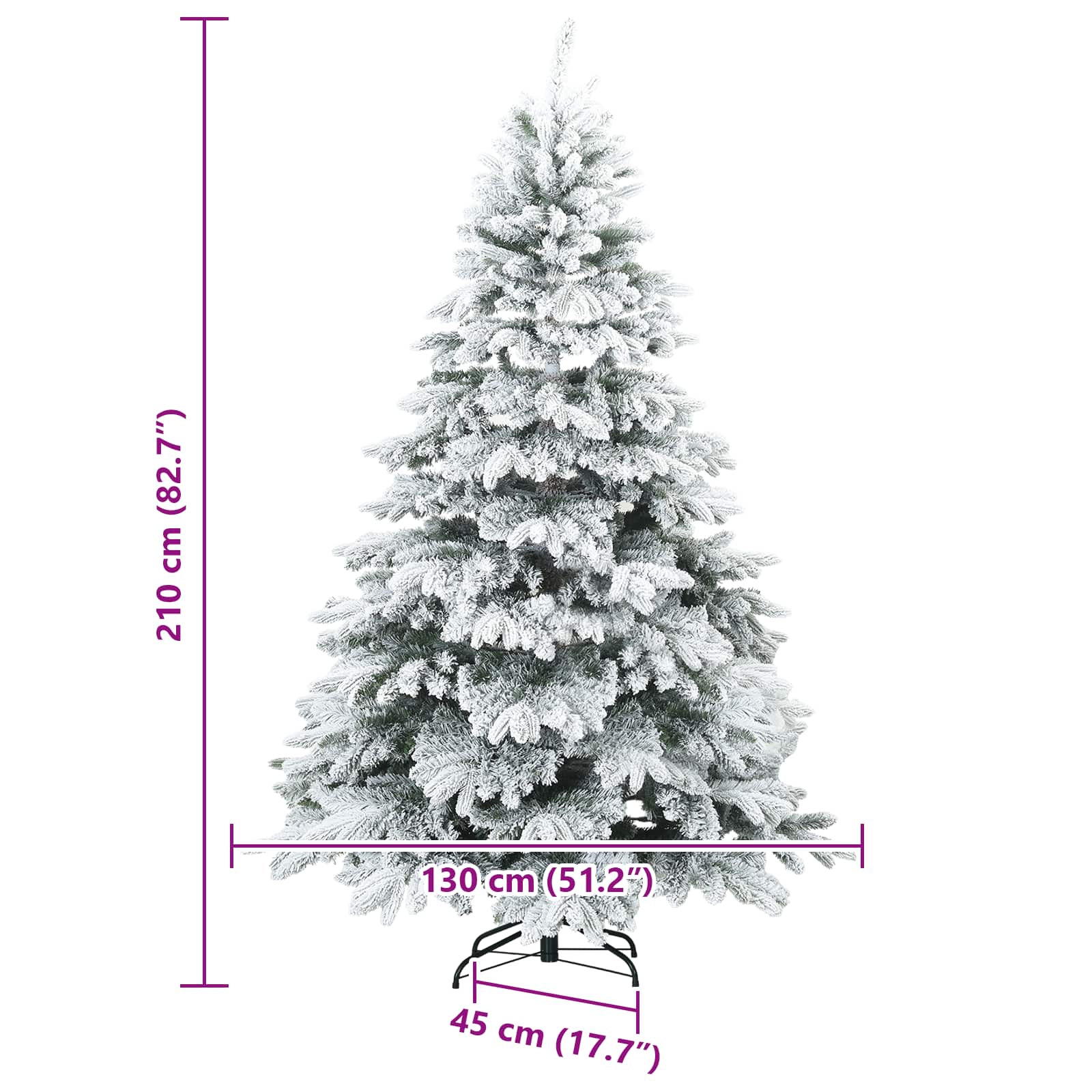 Albero di Natale Artificiale Snodato Foderato di Neve Bianco
