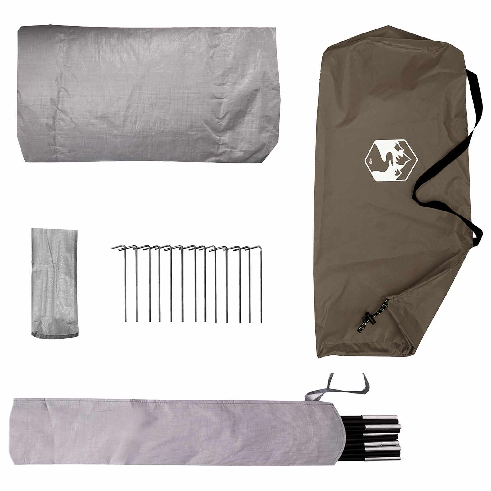 Tenda da backpacking 4 persona Marrone e Grigio