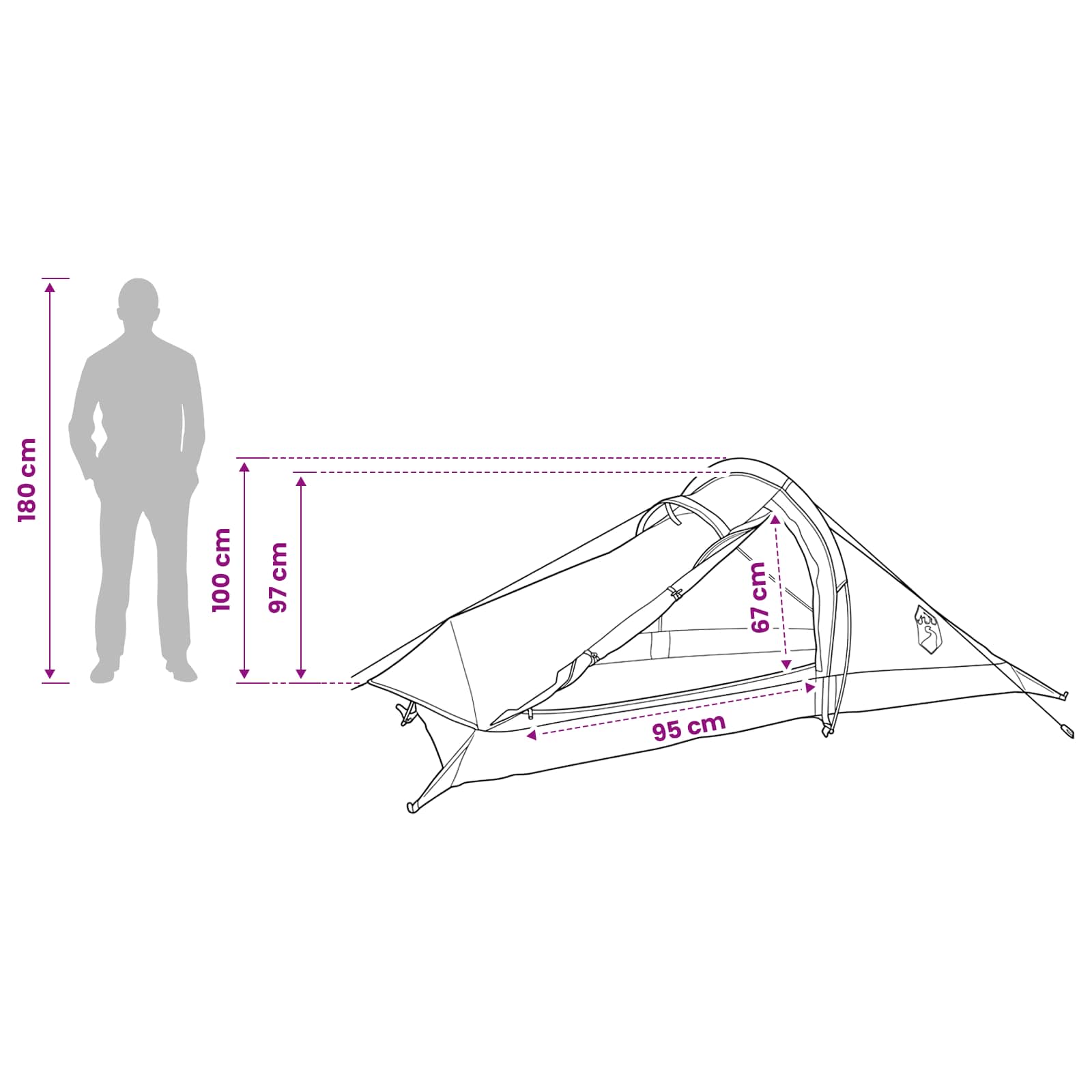 Tenda da backpacking 2 persona Marrone e Grigio