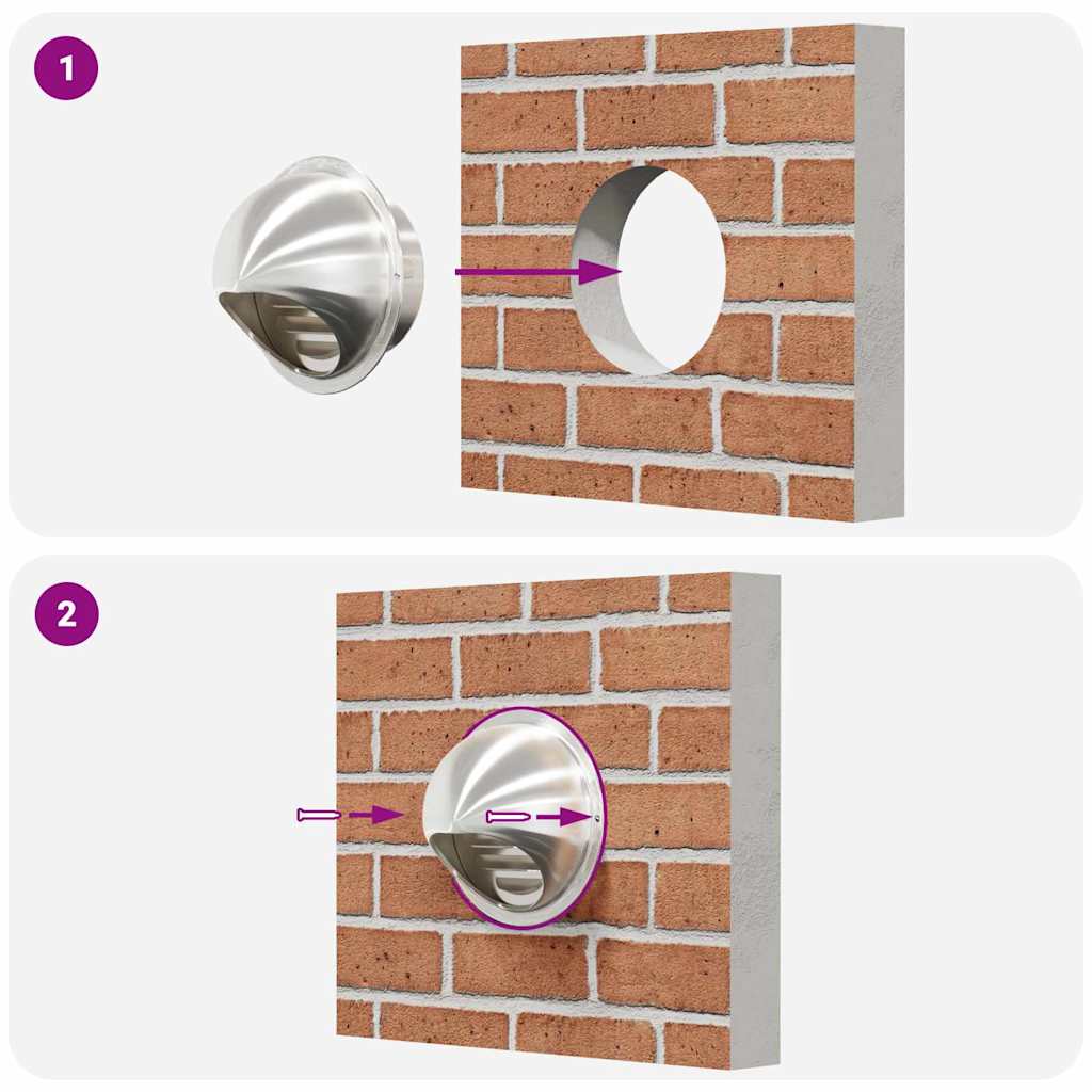 Coperture per ventilazione d'aria 8 pz Argento 100 mm