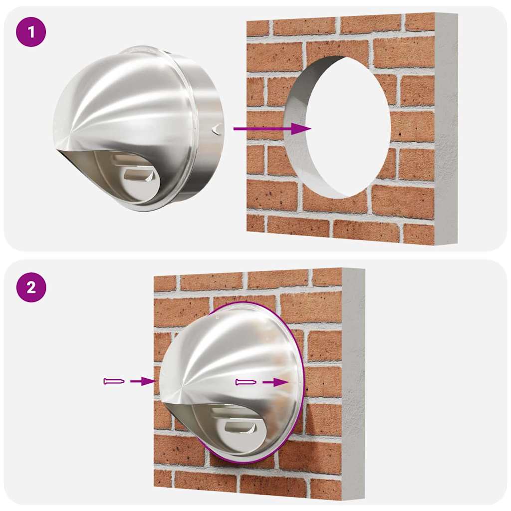Coperture per ventilazione d'aria 8 pz Argento 200 mm