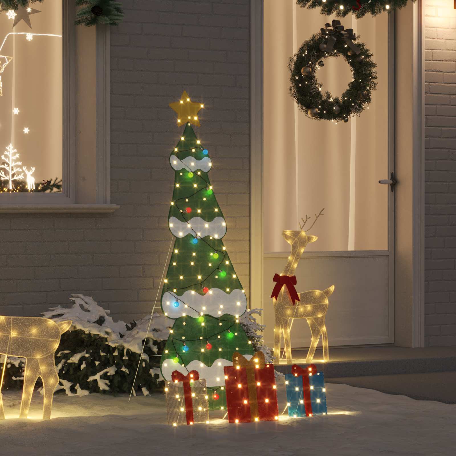 180 LED Multicolore 150 cm Acciaio e Tessuto di Stellina