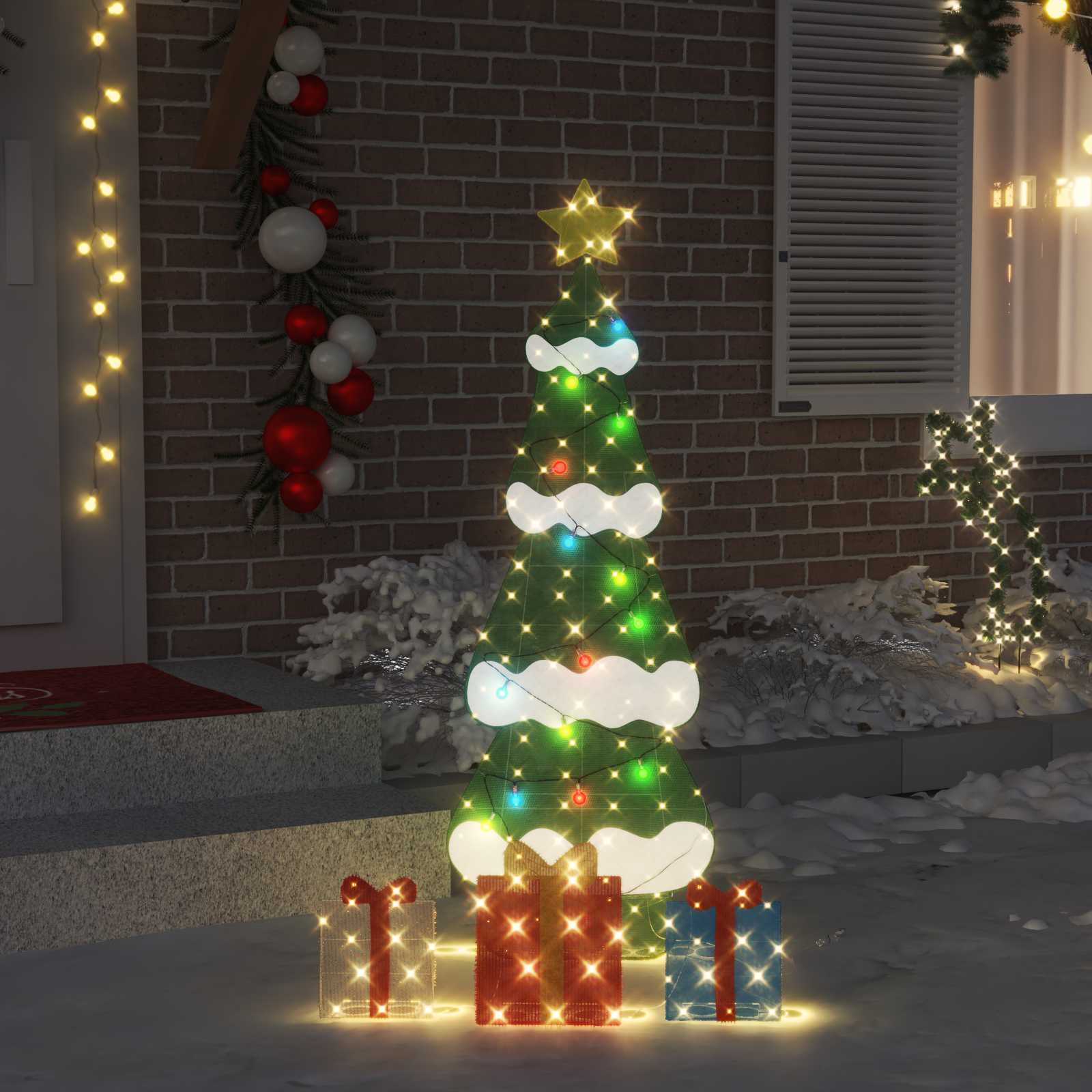 180 LED Multicolore 150 cm Acciaio e Tessuto di Stellina