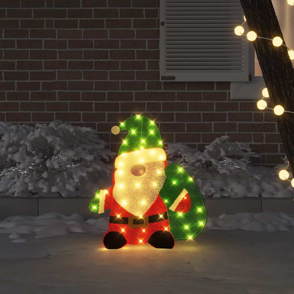 Babbo Natale Illuminato Bianco caldo 70 x 62 cm Tessuto di Lamè