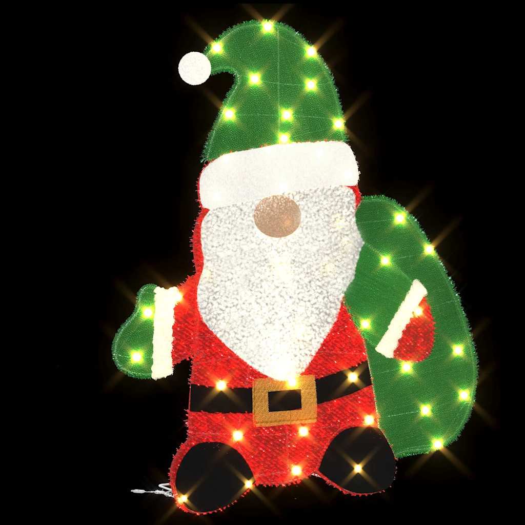 Babbo Natale Illuminato Bianco caldo 70 x 62 cm Tessuto di Lamè