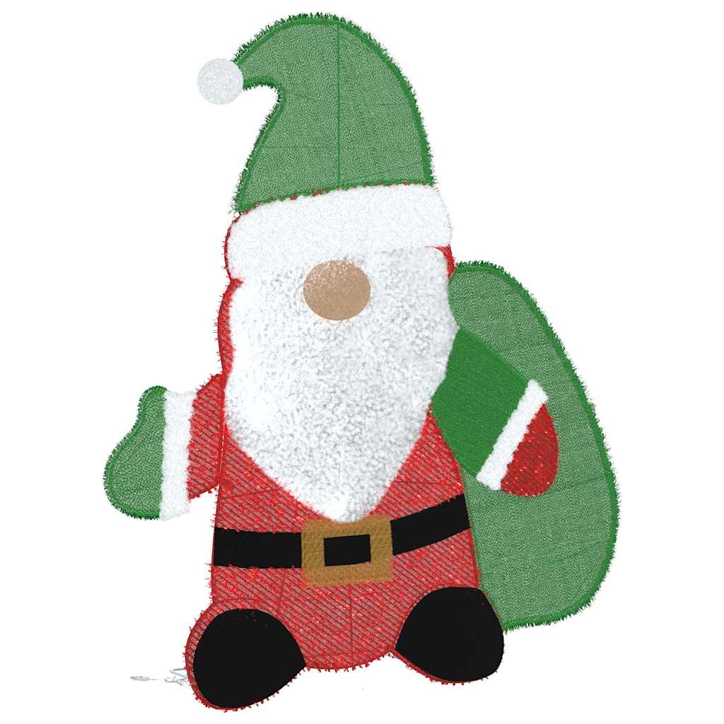 Babbo Natale Illuminato Bianco caldo 70 x 62 cm Tessuto di Lamè