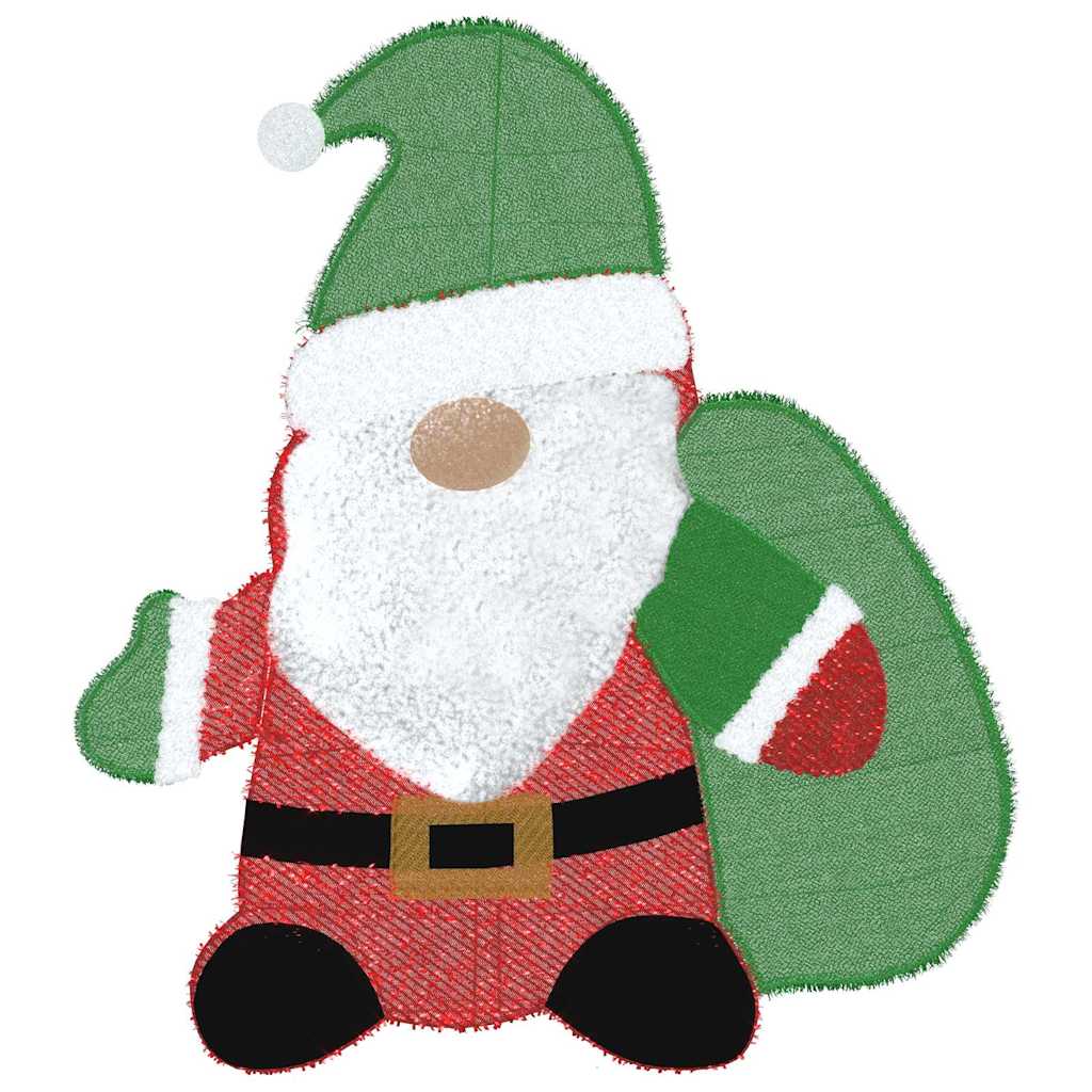 Babbo Natale Illuminato Bianco caldo 70 x 62 cm Tessuto di Lamè