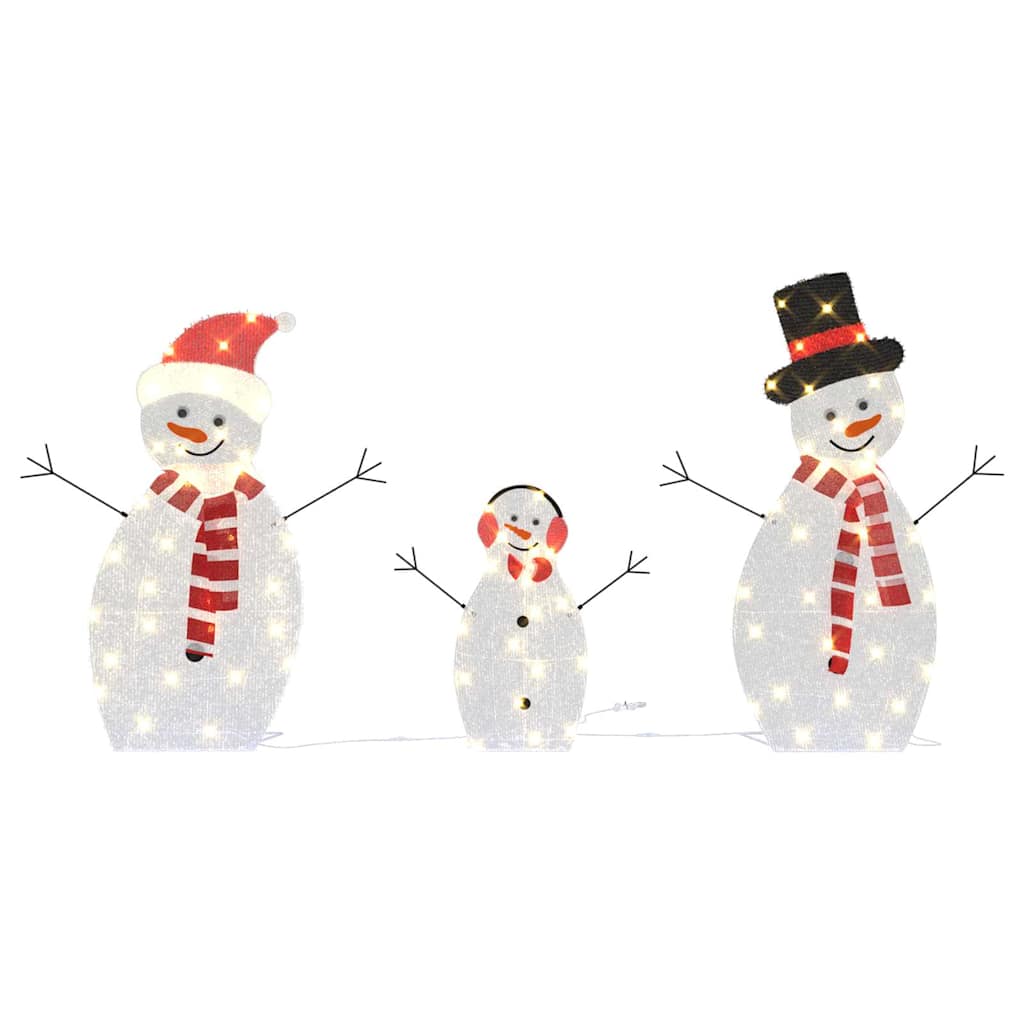 Familia di Pupazzi di Neve Illuminati 3 pz Bianco caldo