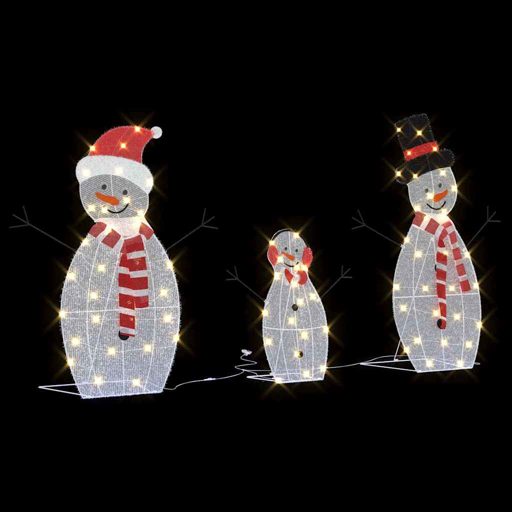 Familia di Pupazzi di Neve Illuminati 3 pz Bianco caldo