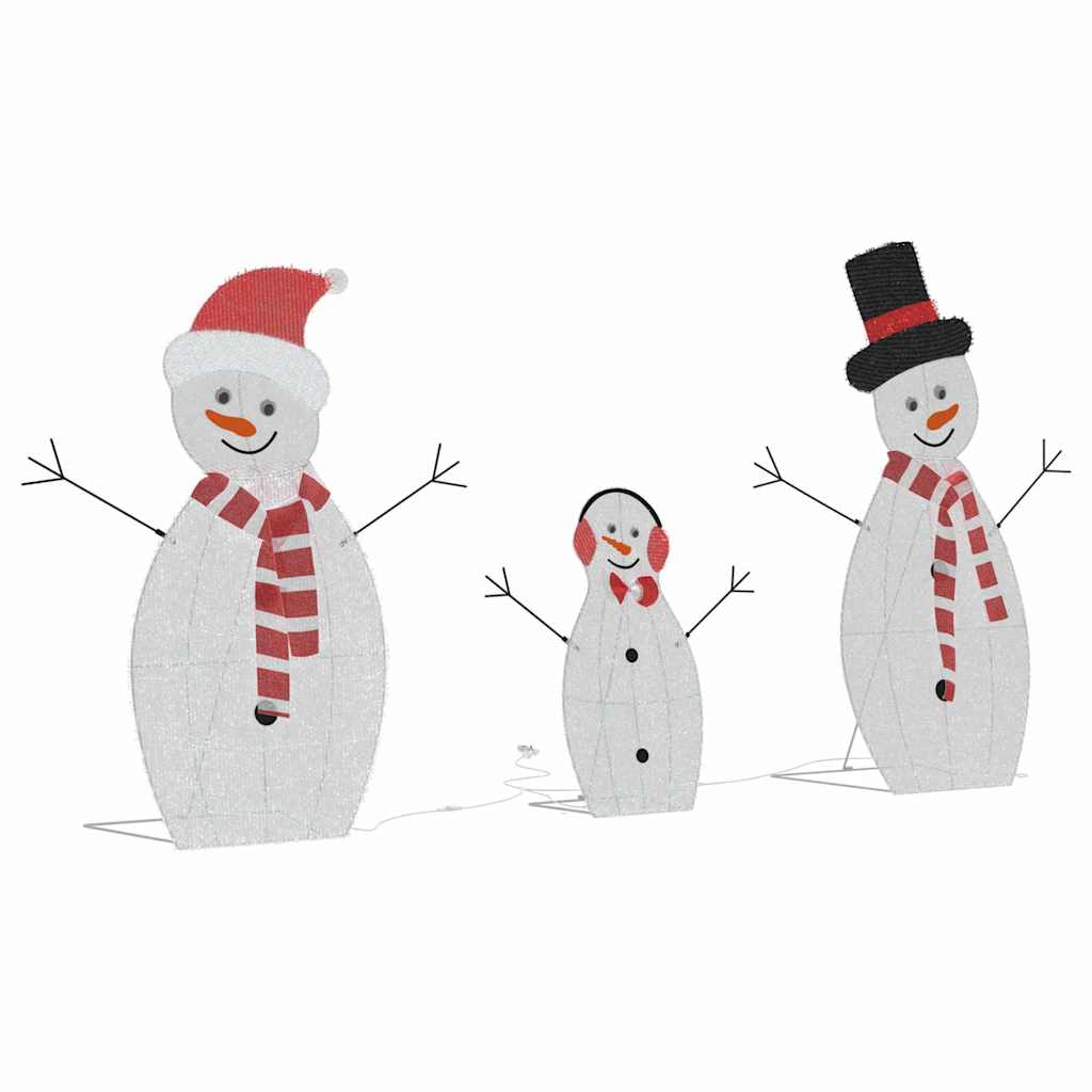Familia di Pupazzi di Neve Illuminati 3 pz Bianco caldo