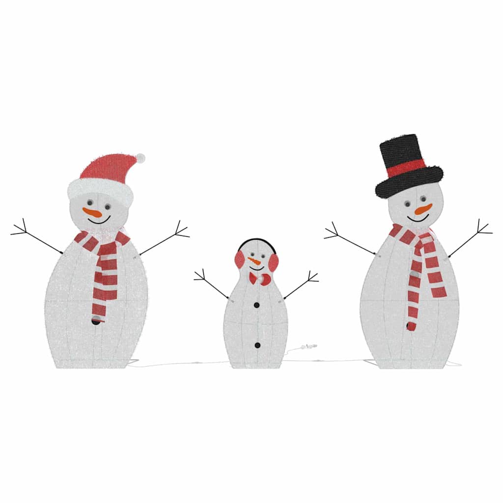 Familia di Pupazzi di Neve Illuminati 3 pz Bianco caldo
