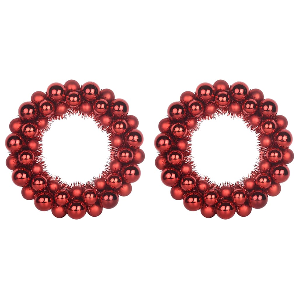Corone di Palline di Natale 2 pz Rosso 33 x 33 x 7 cm