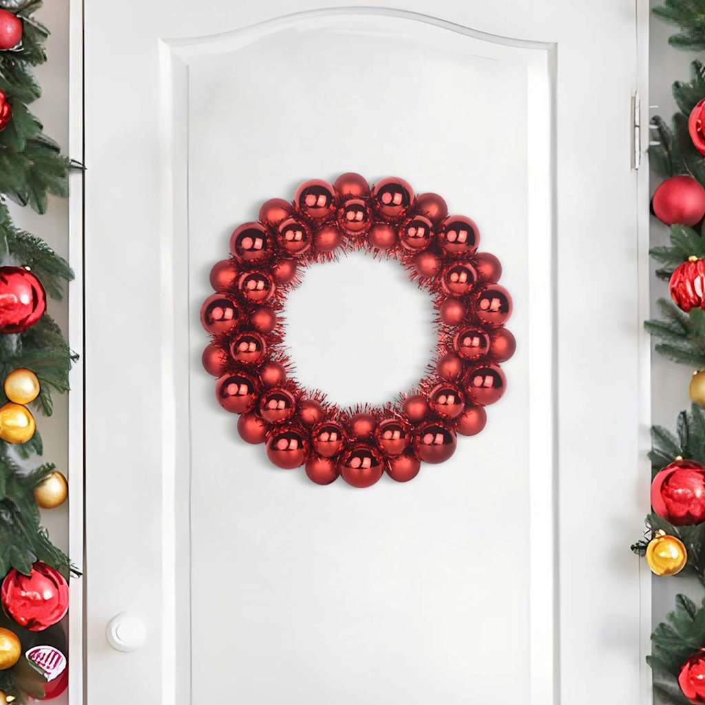 Corone di Palline di Natale 2 pz Rosso 33 x 33 x 7 cm