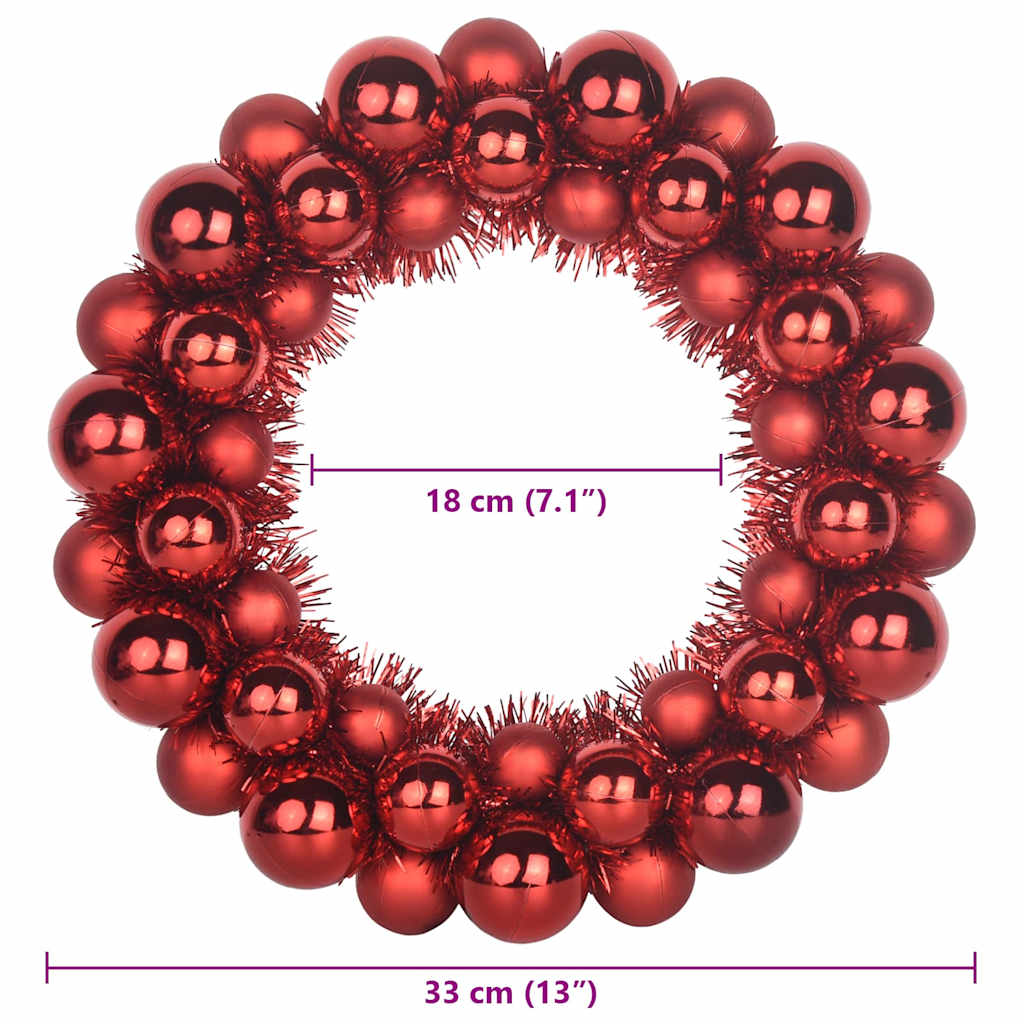Corone di Palline di Natale 2 pz Rosso 33 x 33 x 7 cm