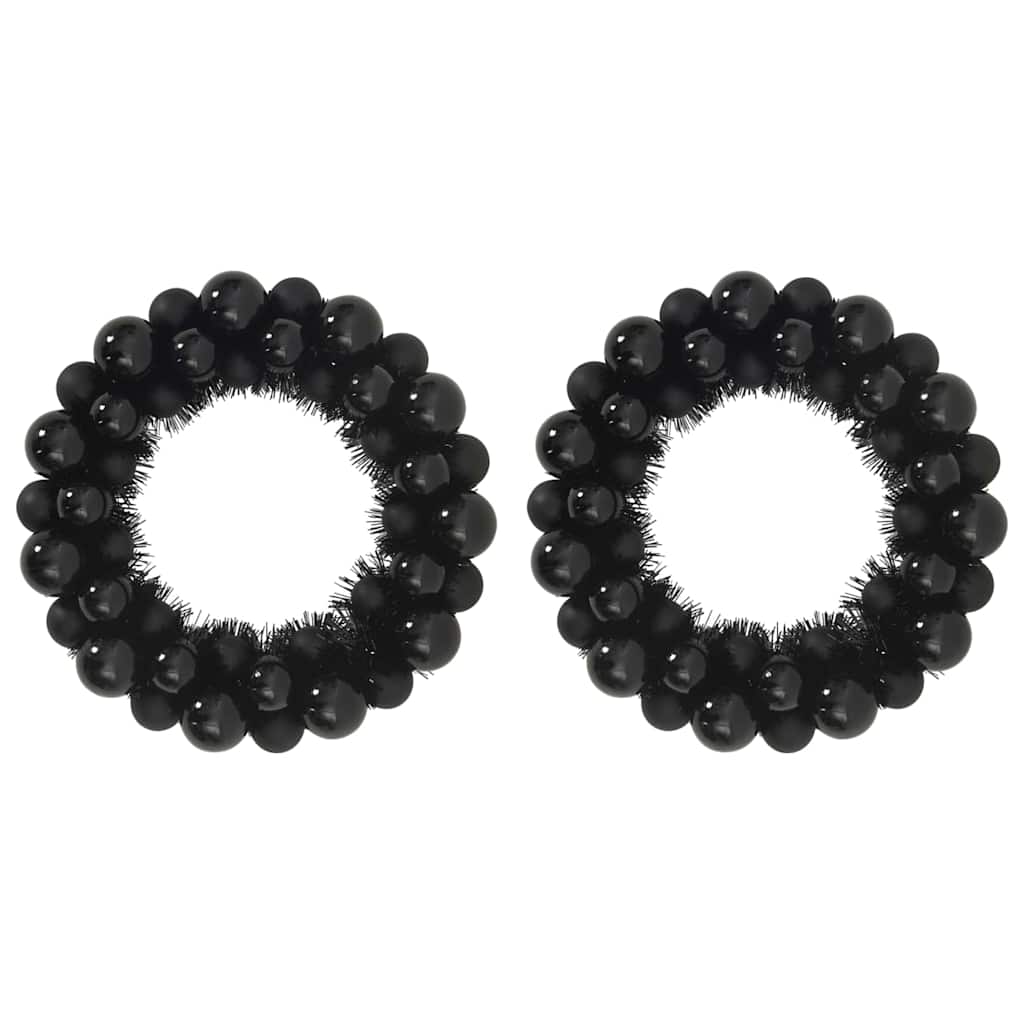 Corone di Palline di Natale 2 pz Nero 33 x 33 x 7 cm