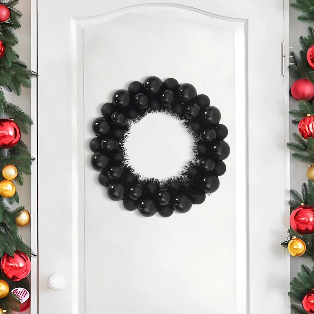 Corone di Palline di Natale 2 pz Nero 33 x 33 x 7 cm