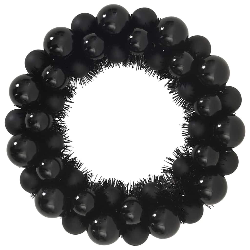 Corone di Palline di Natale 2 pz Nero 33 x 33 x 7 cm