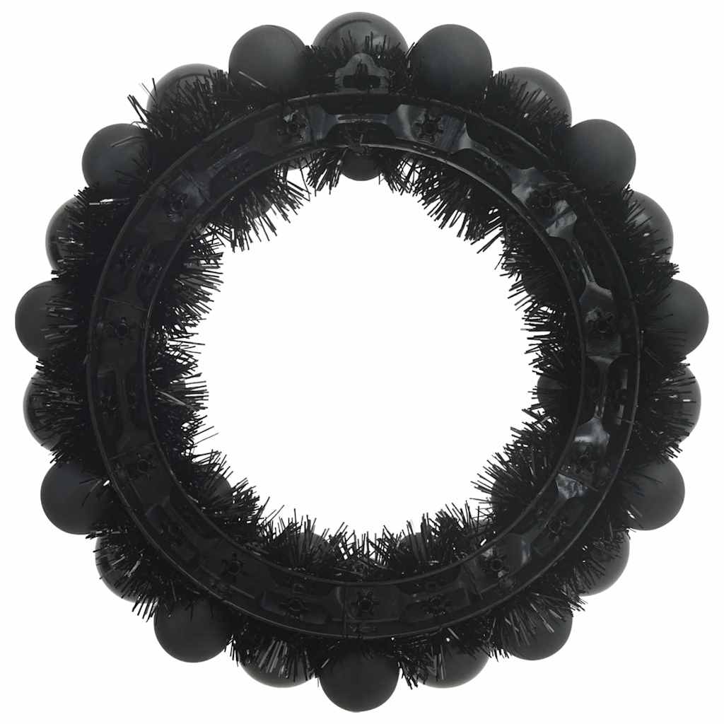 Corone di Palline di Natale 2 pz Nero 33 x 33 x 7 cm