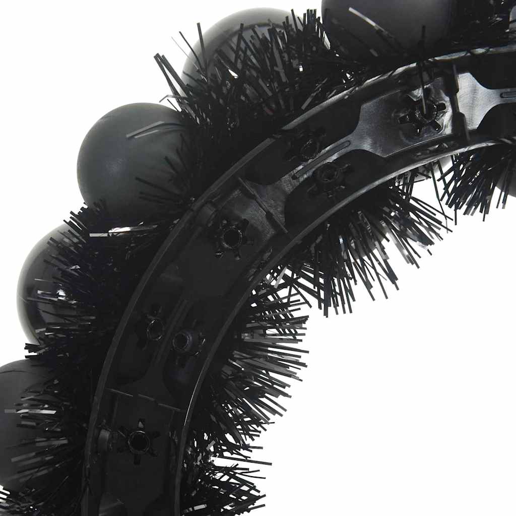 Corone di Palline di Natale 2 pz Nero 33 x 33 x 7 cm