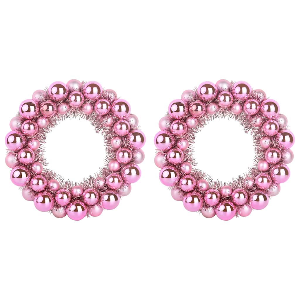 Corone di Palline di Natale 2 pz Rosa 33 x 33 x 7 cm