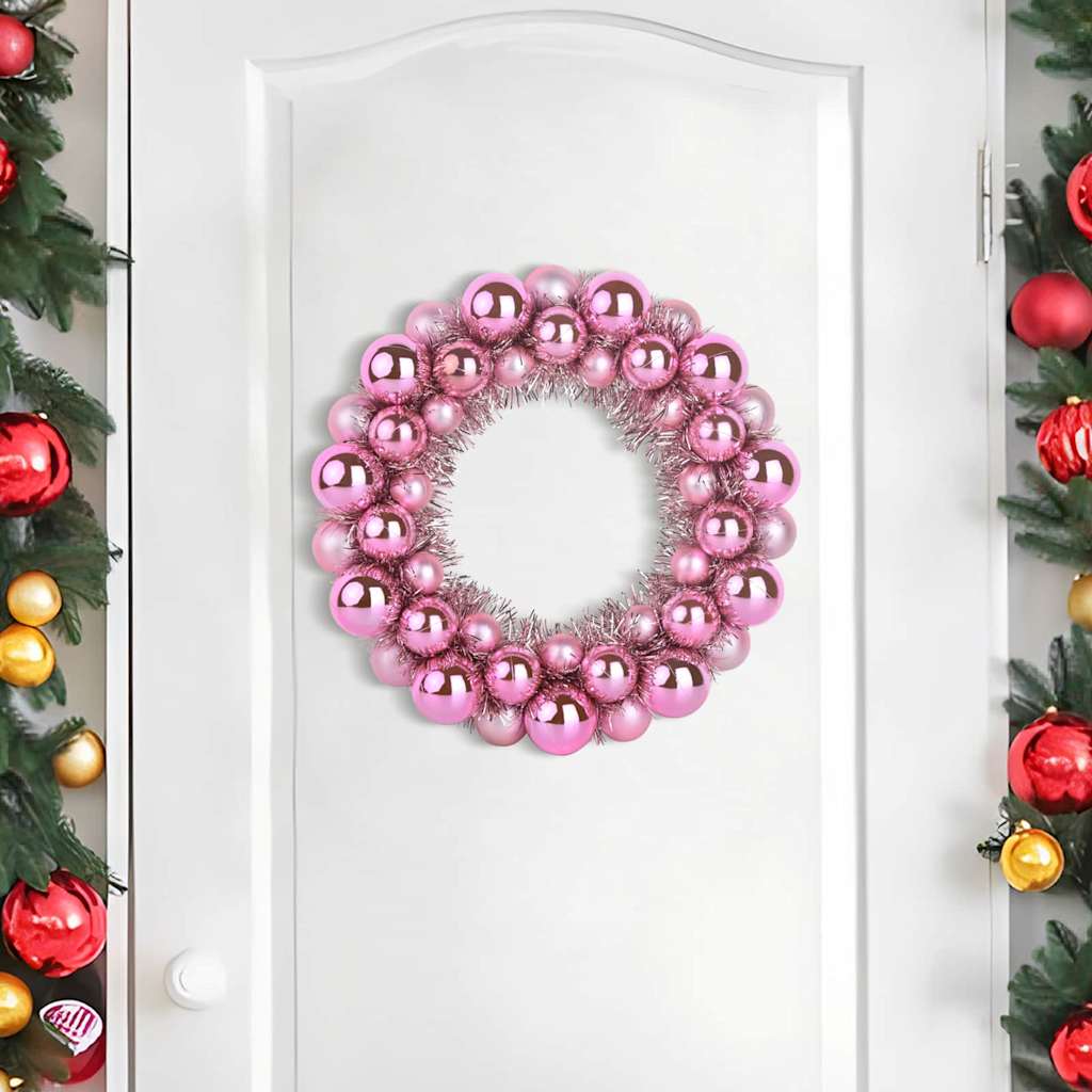 Corone di Palline di Natale 2 pz Rosa 33 x 33 x 7 cm
