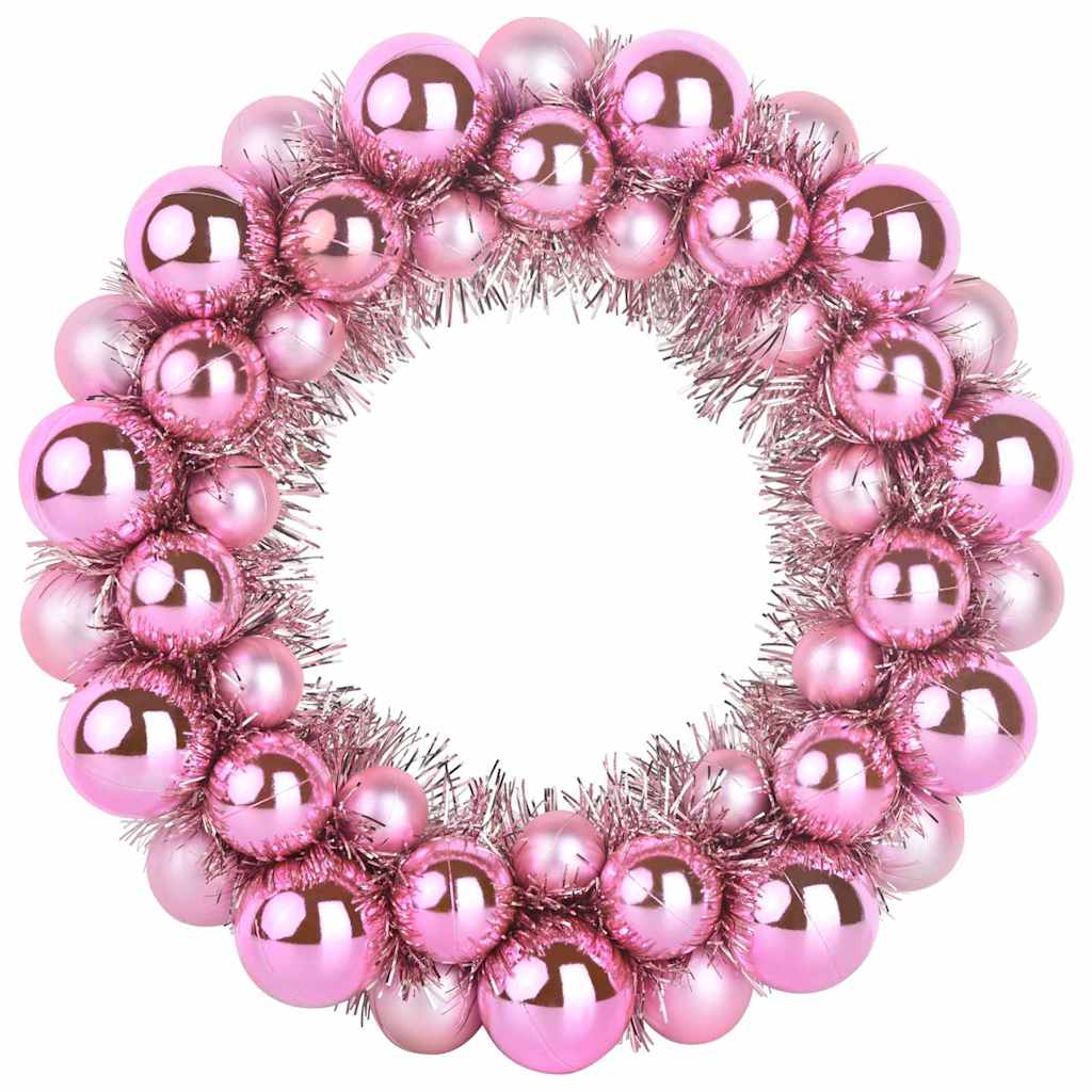 Corone di Palline di Natale 2 pz Rosa 33 x 33 x 7 cm