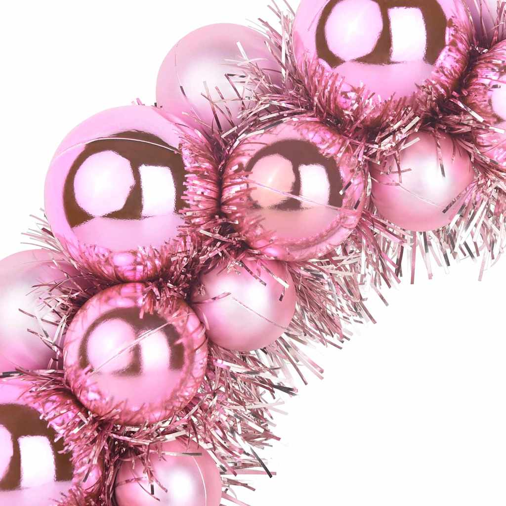 Corone di Palline di Natale 2 pz Rosa 33 x 33 x 7 cm