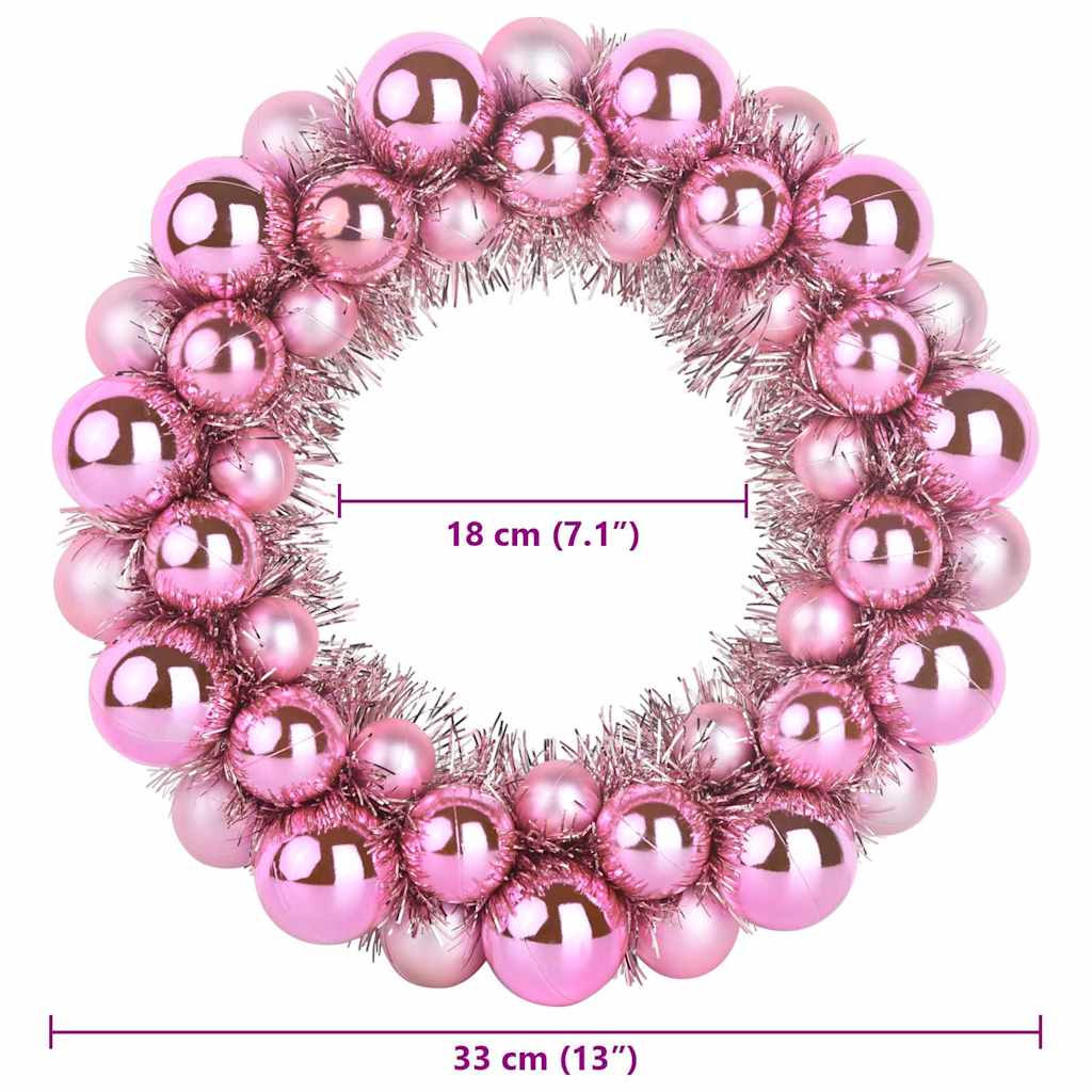 Corone di Palline di Natale 2 pz Rosa 33 x 33 x 7 cm