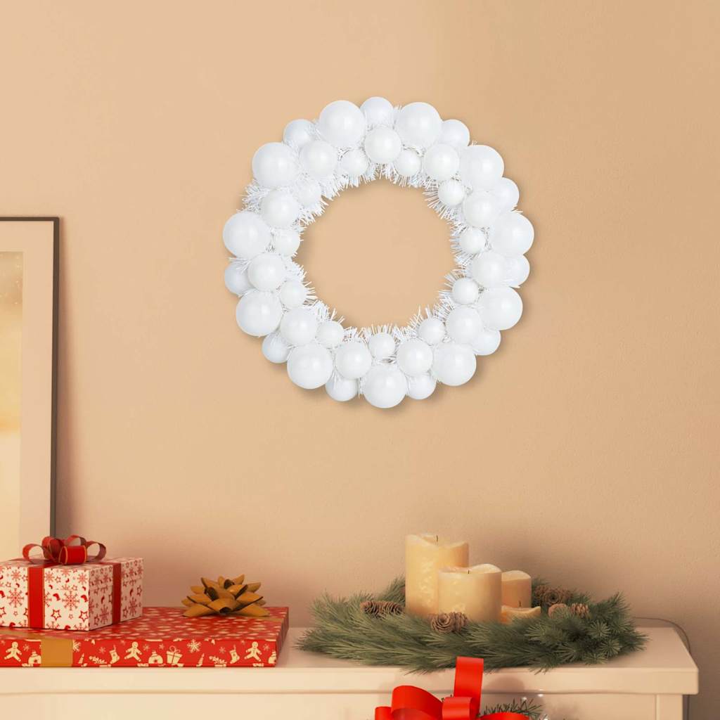 Corone di Palline di Natale 2 pz Bianco 33 x 33 x 7 cm